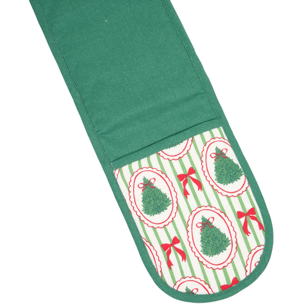 Christmas Tree Bow Double Oven Glove Green Image 6