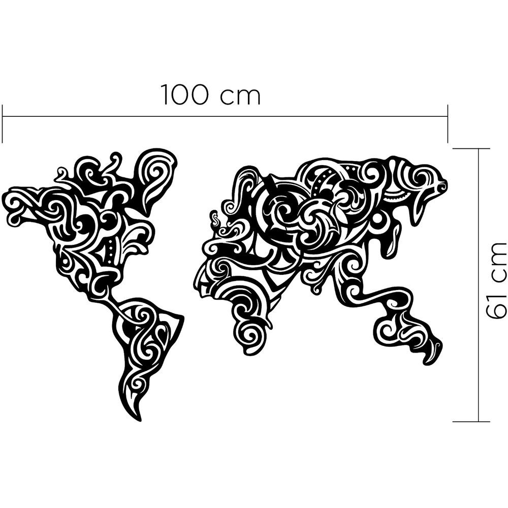 Decortie Black Minimalist Metal Modern Tribal World Map Wall Art Image 4