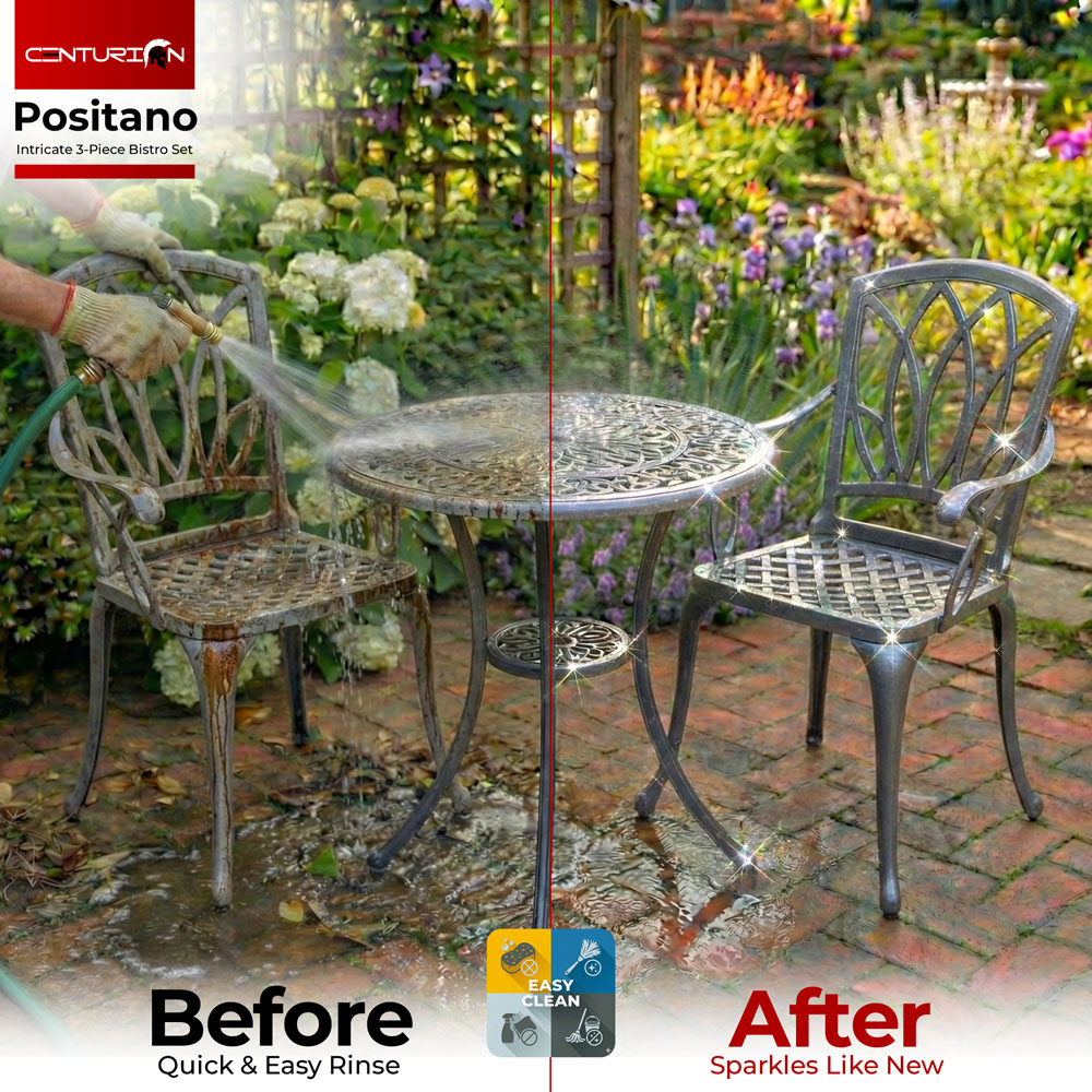 Centurion Supports Positano 2 Seater Grey Aluminium Bistro Set with Table Image 7
