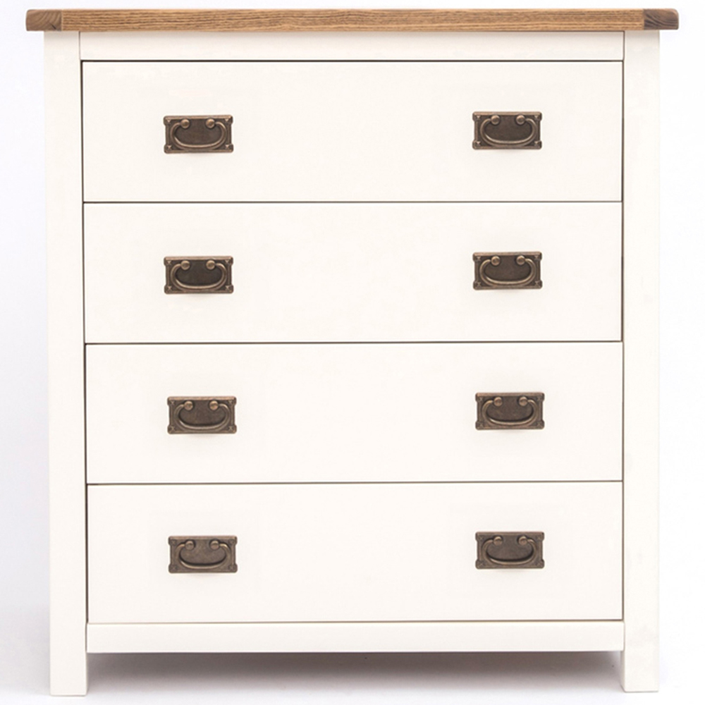 Lovere 4 Drawer Off White Chest of Drawers with Brass Drop Handles Image 2
