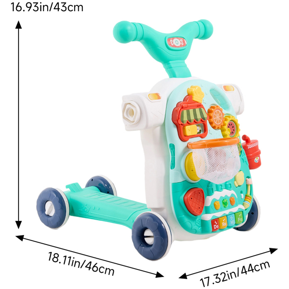 H&O Direct 4-in-1 Green Baby Walker and Activity Centre with Music Image 6