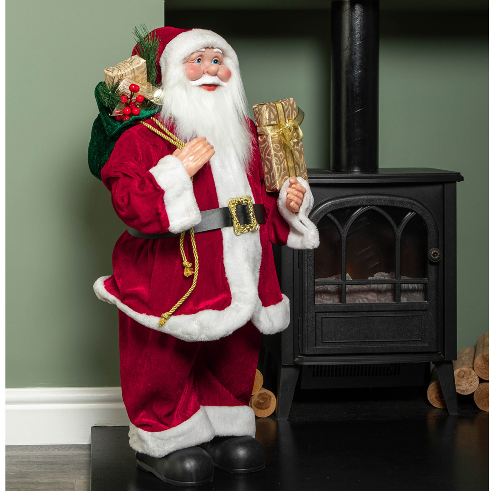 Samuel Alexander Standing Red Santa Claus with Sack Indoor Christmas Decoration Image 2