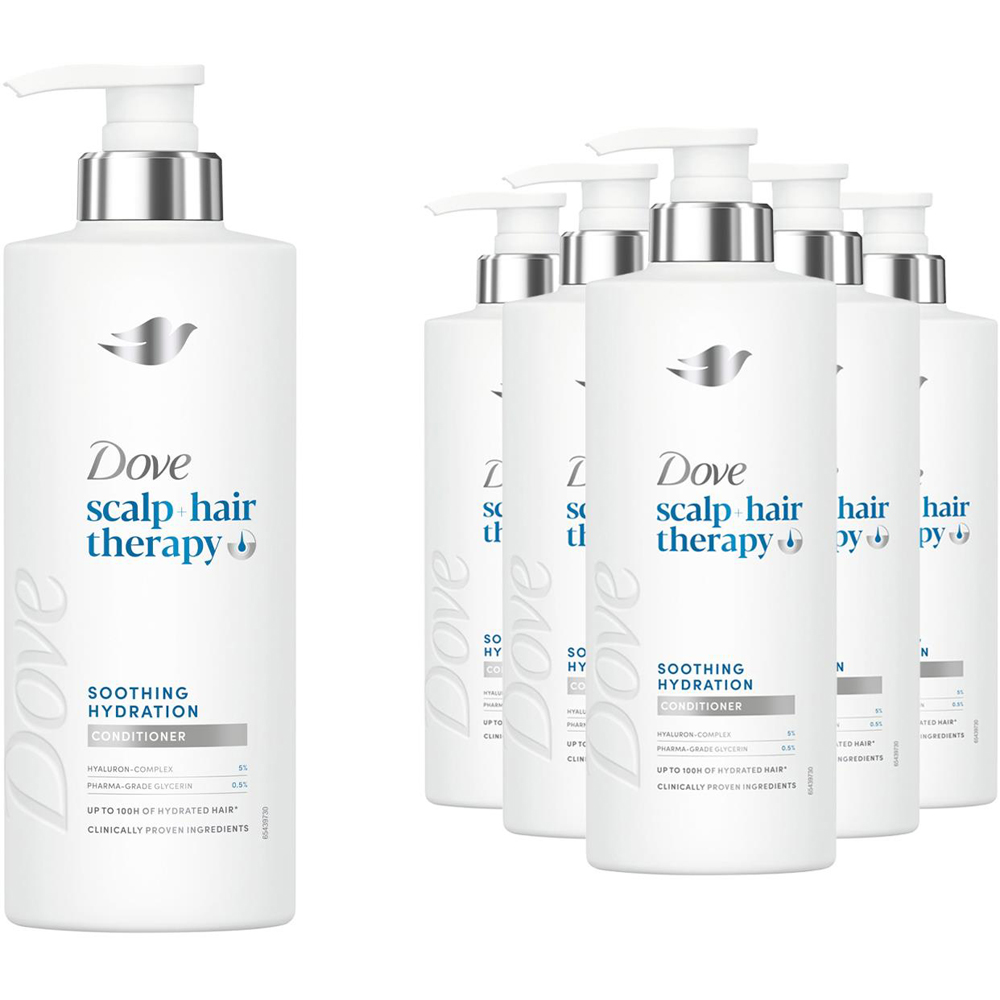 Dove Scalp+Hair Therapy Soothing Hydration Hyaluronic Acid Conditioner 400ml 6 Pack Image 1