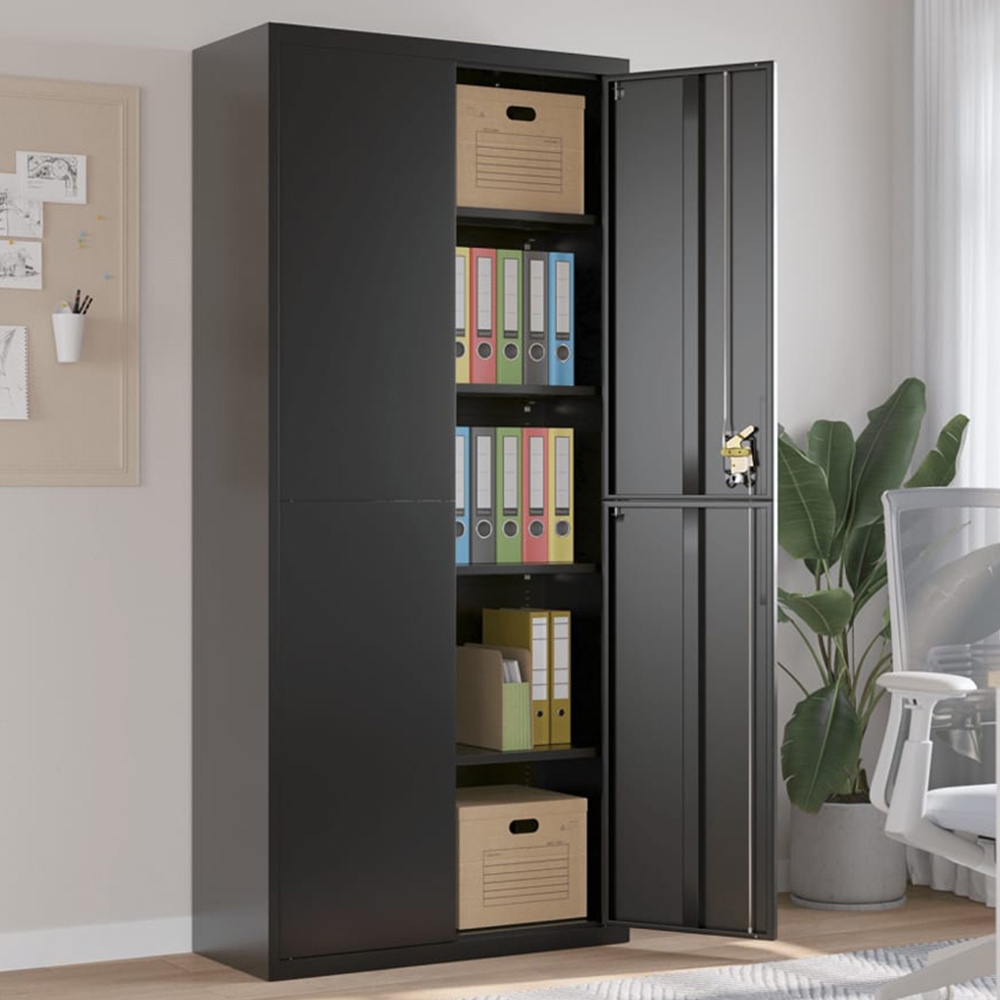 vidaXL 2 Door Black Steel Tall File Cabinet Image 1