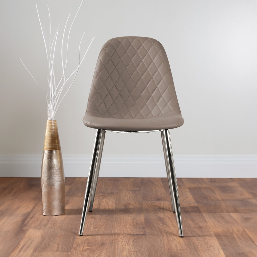 Furniturebox Molini Solara 6 Seater Dining Set White Gloss Cappuccino and Chrome Image 3