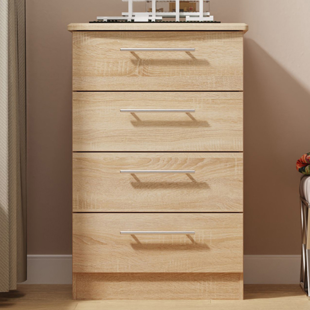 Crowndale Sherwood 4 Drawer Bardolino Oak Midi Chest of Drawers Image 1