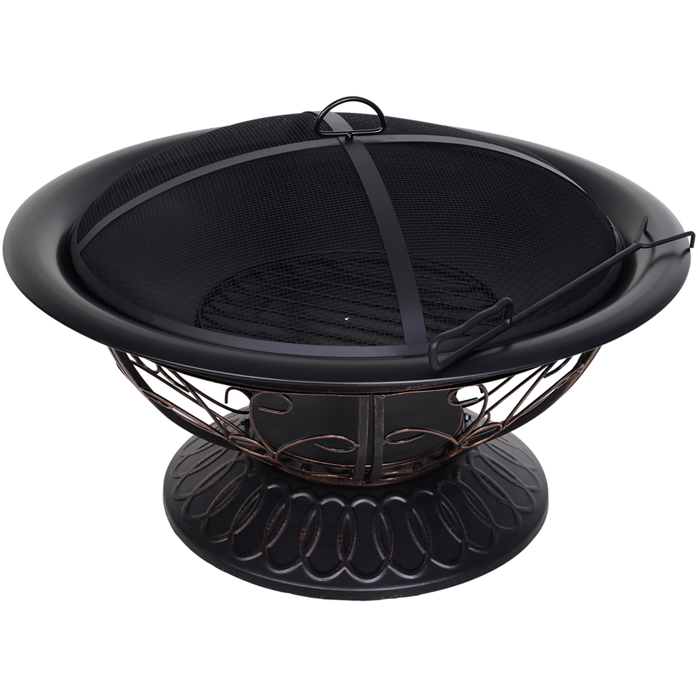 Outsunny Black Steel Lift Top Screen Fire Pit Image 1