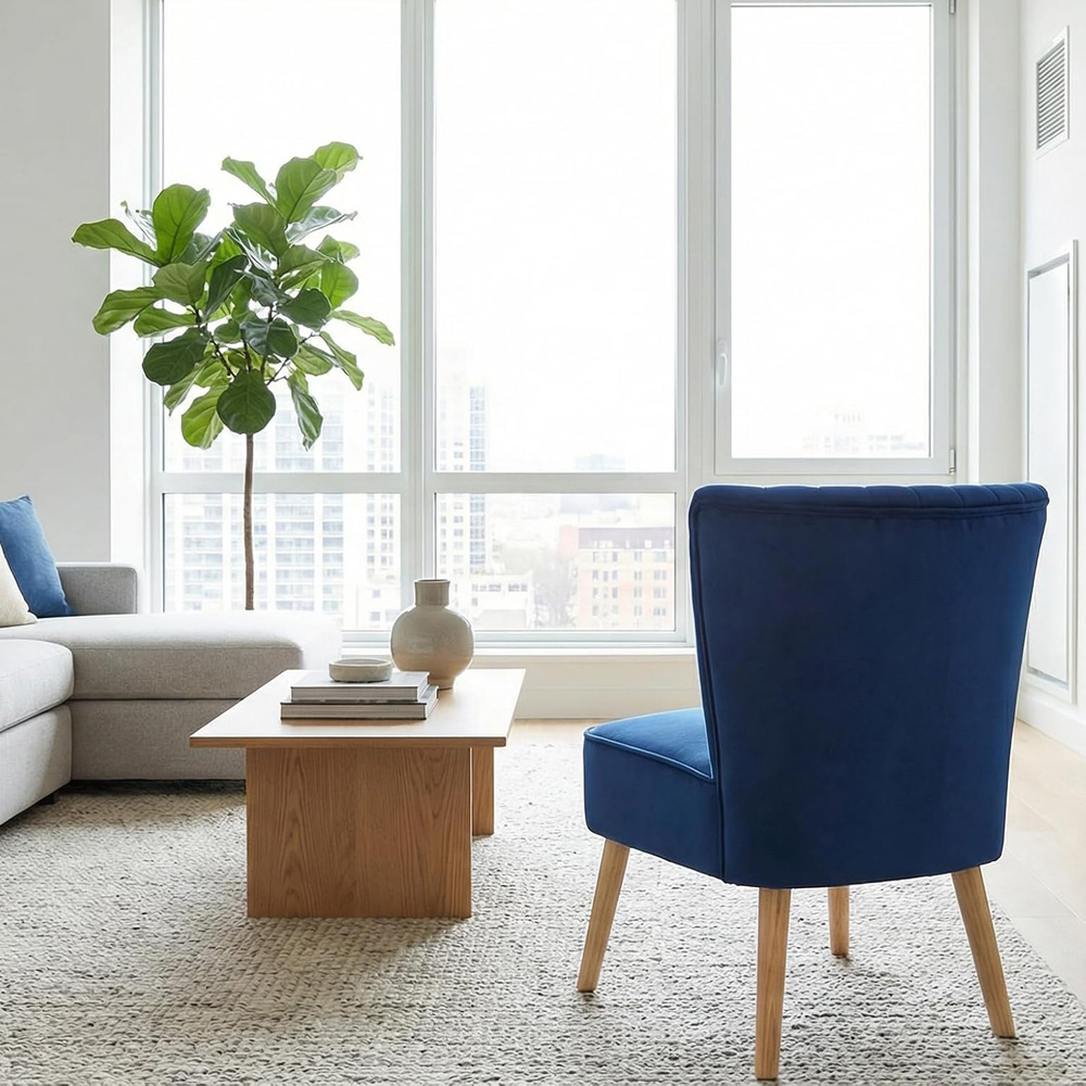 Alivio Blue Velvet Upholstered Modern Accent Chair Image 6