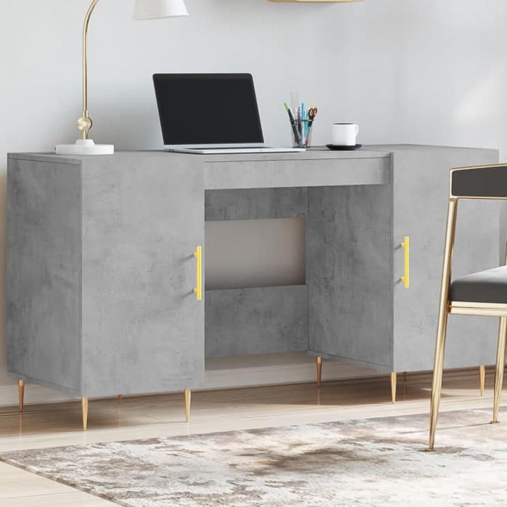 vidaXL 2 Door Computer Desk Concrete Grey Image 1
