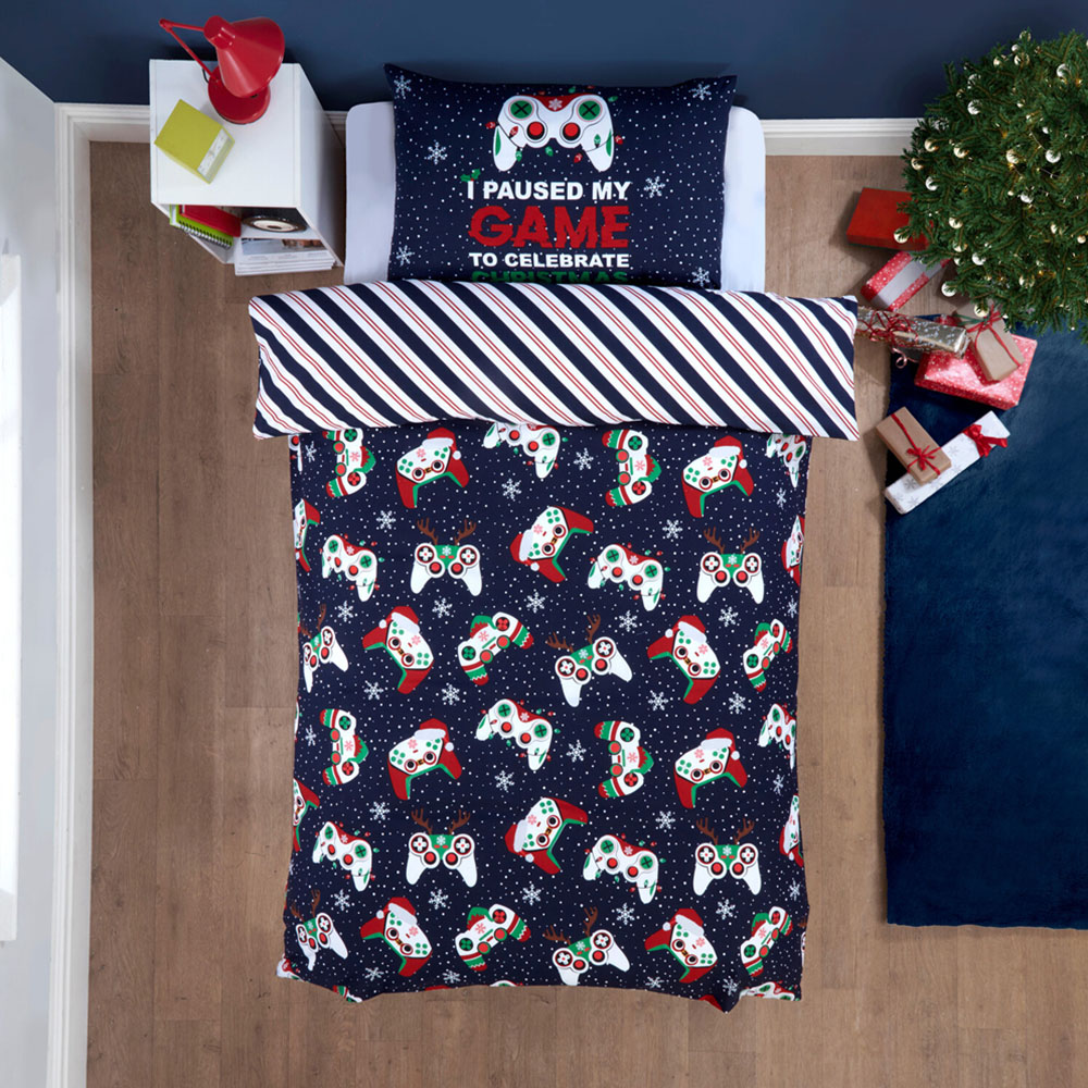 Christmas Gamer Duvet Set - Navy / Double Image 4