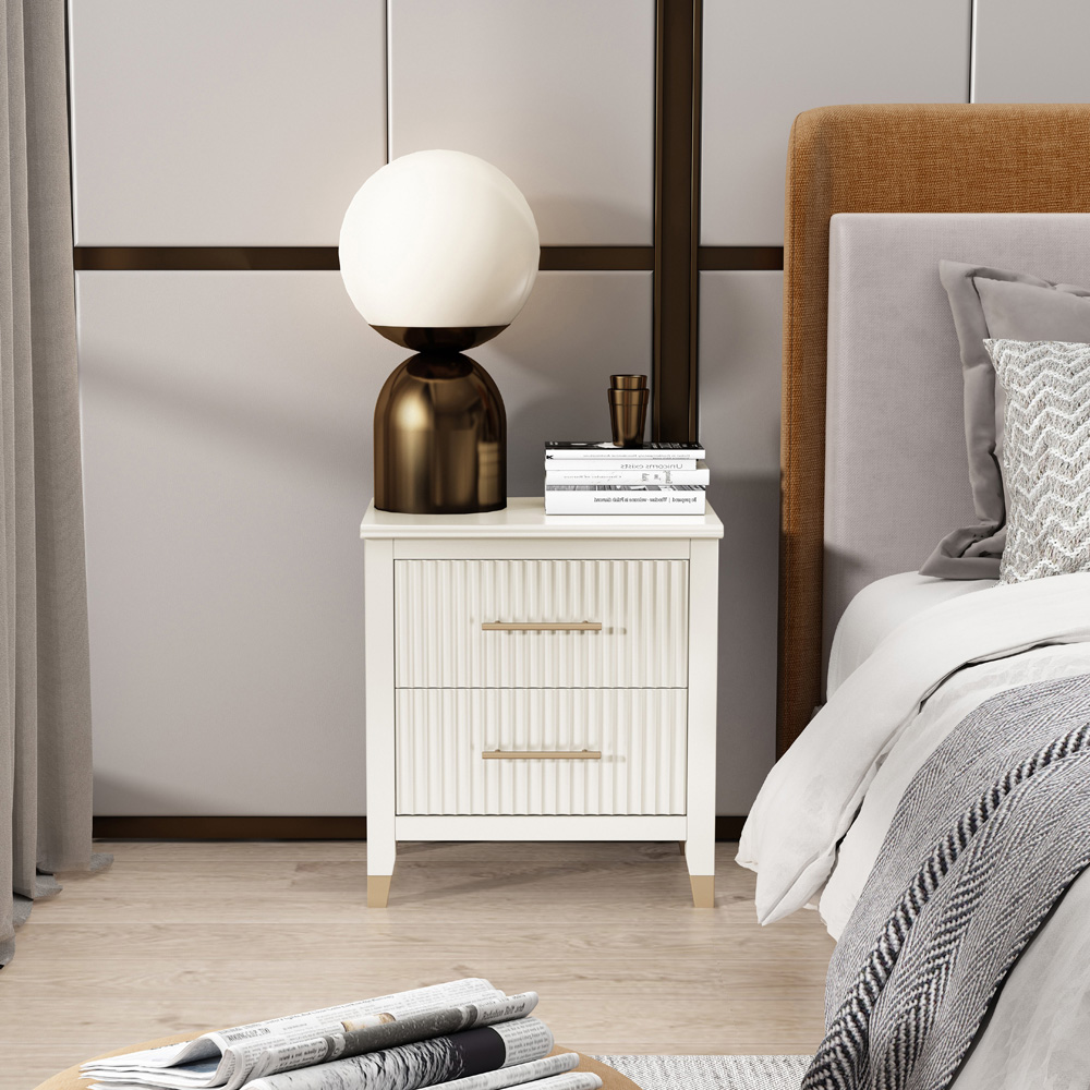 Biasi 2 Drawers White Bedside Table Image 7