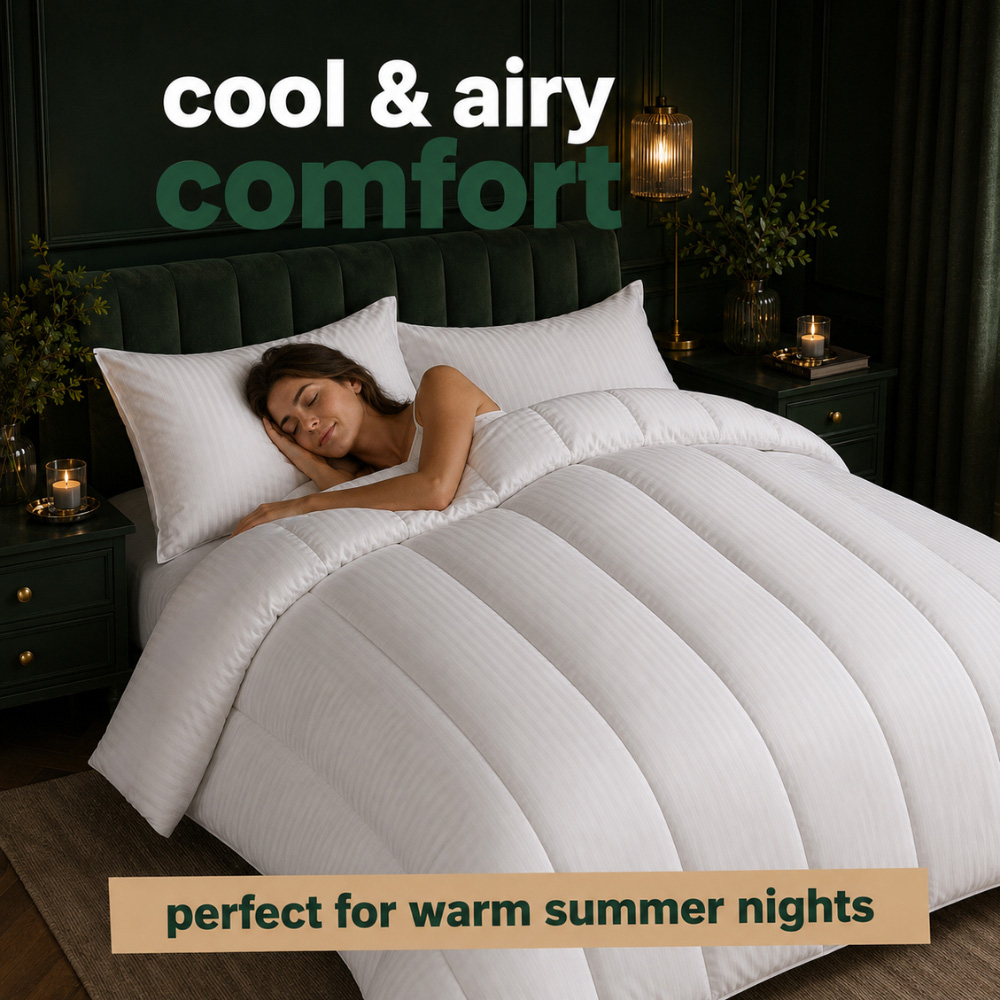 Opulent Home Single White Striped Summer Duvet Set 4.5 Tog Image 8