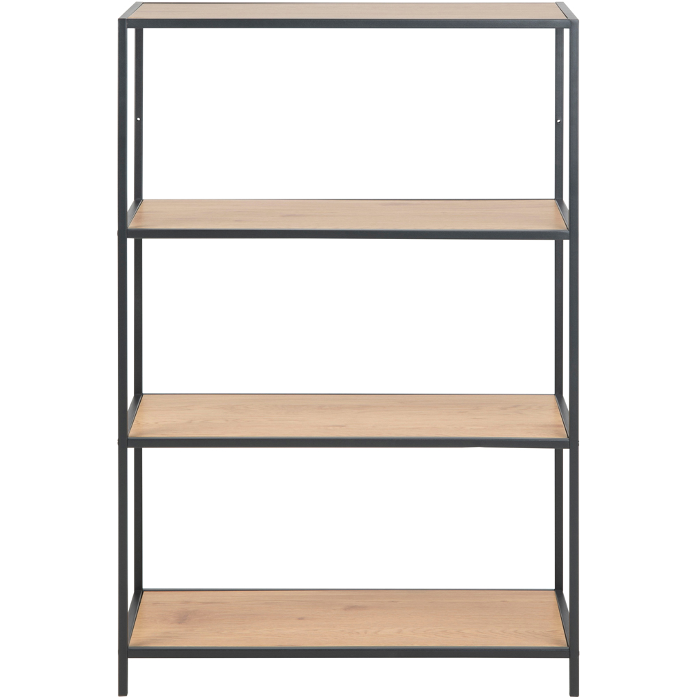 Florence Seaford 3 Shelf Oak and Black Metal Bookcase Image 3