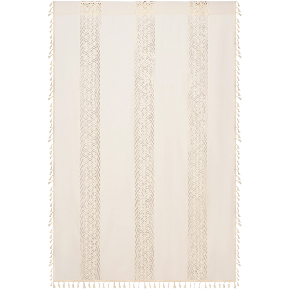 Living and Home Beige Bohemian Semi Sheer Diamond Pattern Curtain 300 x 150cm Image 2