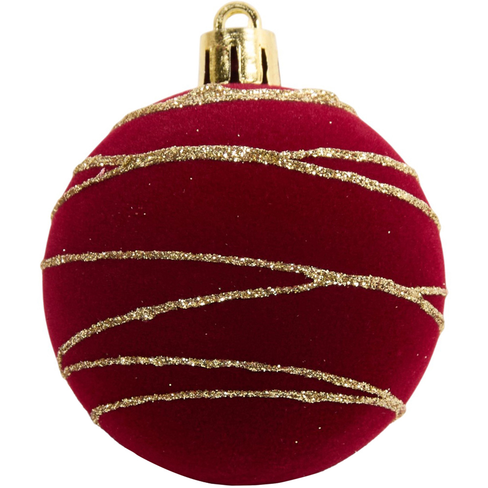 Pack of 30 Flocked Baubles Red Image 4