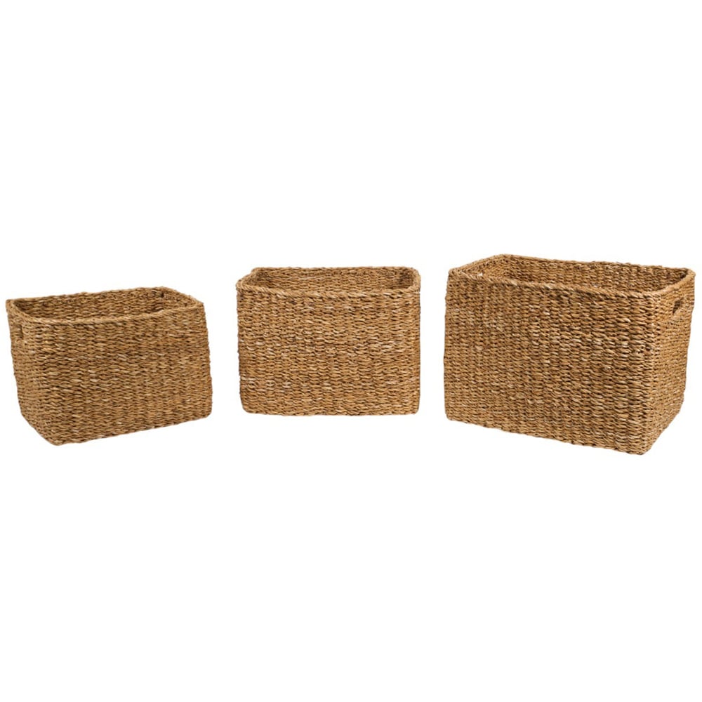 Set of 3 Rectangular Storage BasketsBrown Image 1