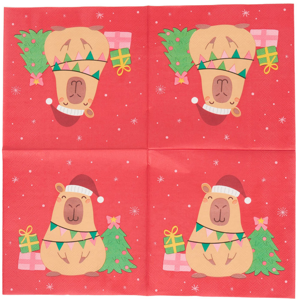 Pack of 20 Christmas Capybara Napkins Image 4
