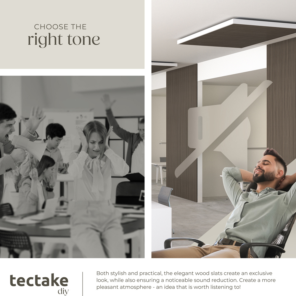 tectake Oak Grey Wood Effect Acoustic Wall Panel 4 Pack Image 5