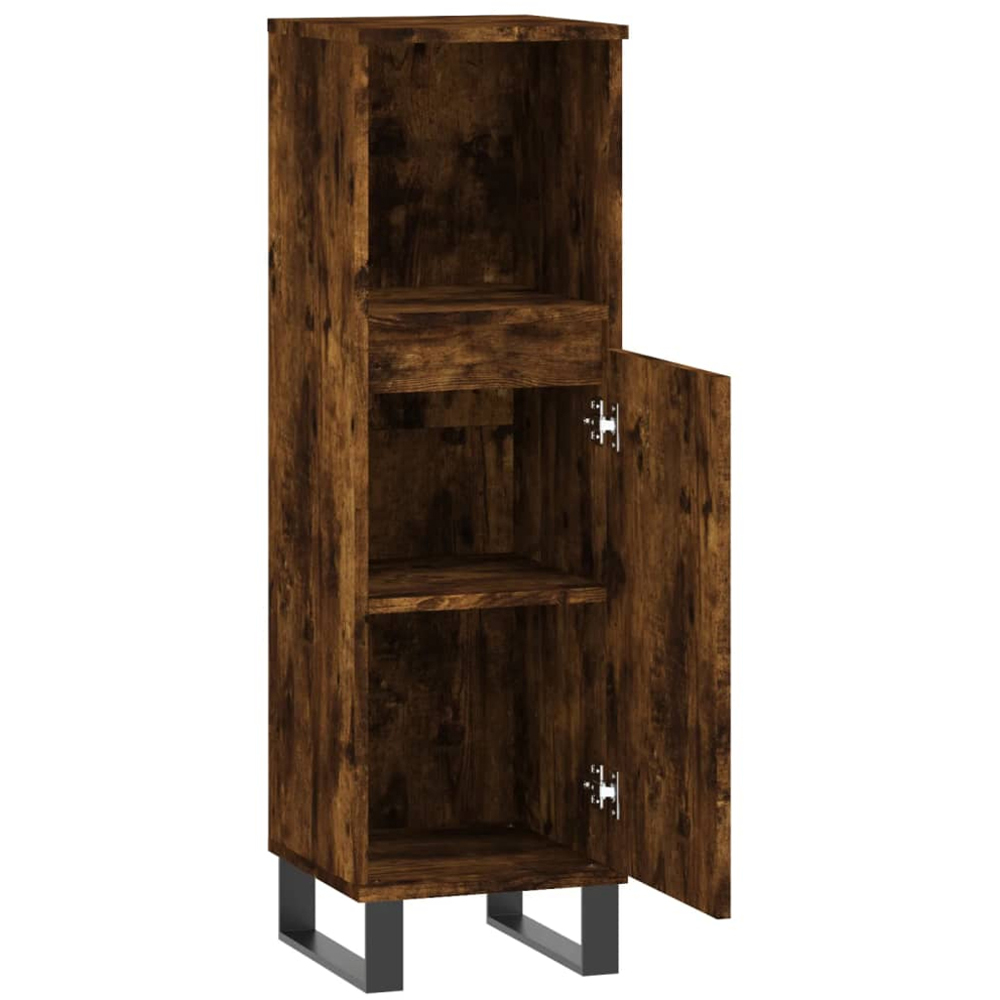 vidaXL Single Door Smoked Oak Bathroom Cabinet Image 5