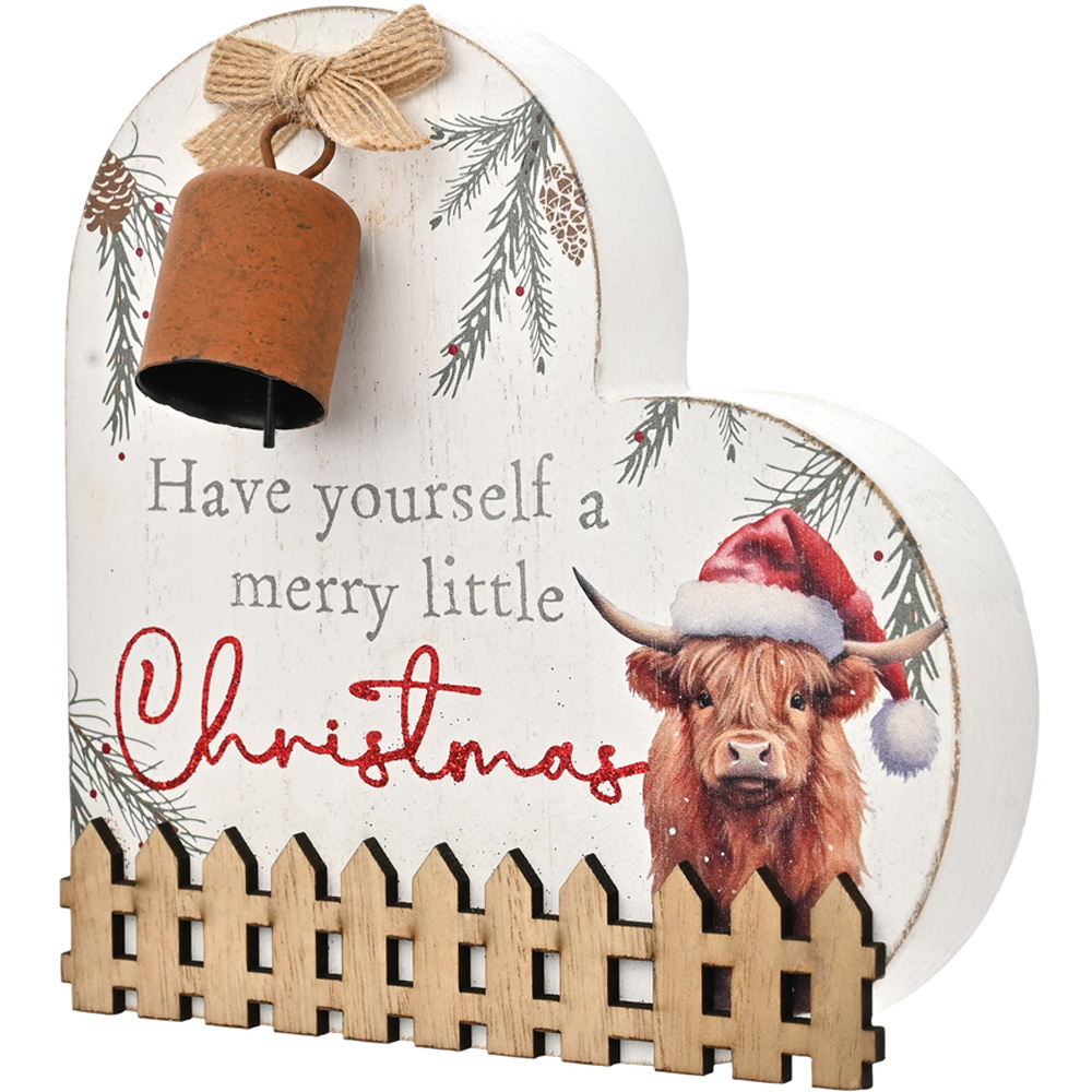 The Seasonal Gift Co. Highland Cow Heart Plaque Image 2