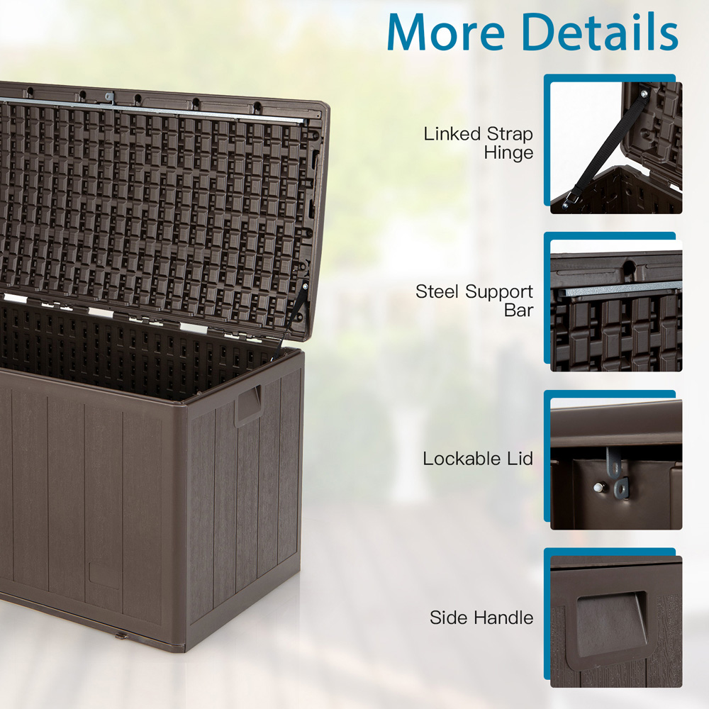 Costway 400L Outdoor Storage Deck Box with Lockable Cover Image 7
