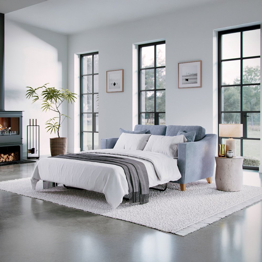 Marlon 2 Seater City Fine Blue Sofa Bed Image 3