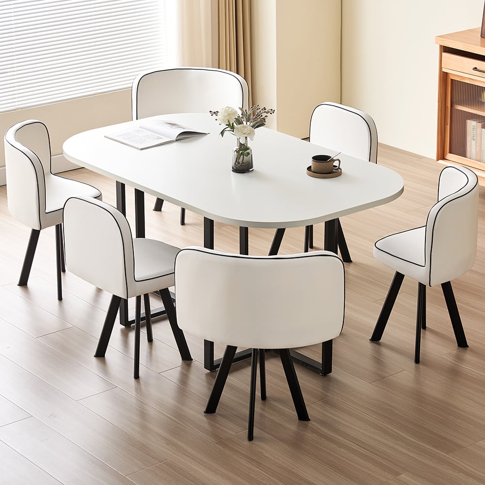 Comfy Living 6 Seater Dining Set White Image 1