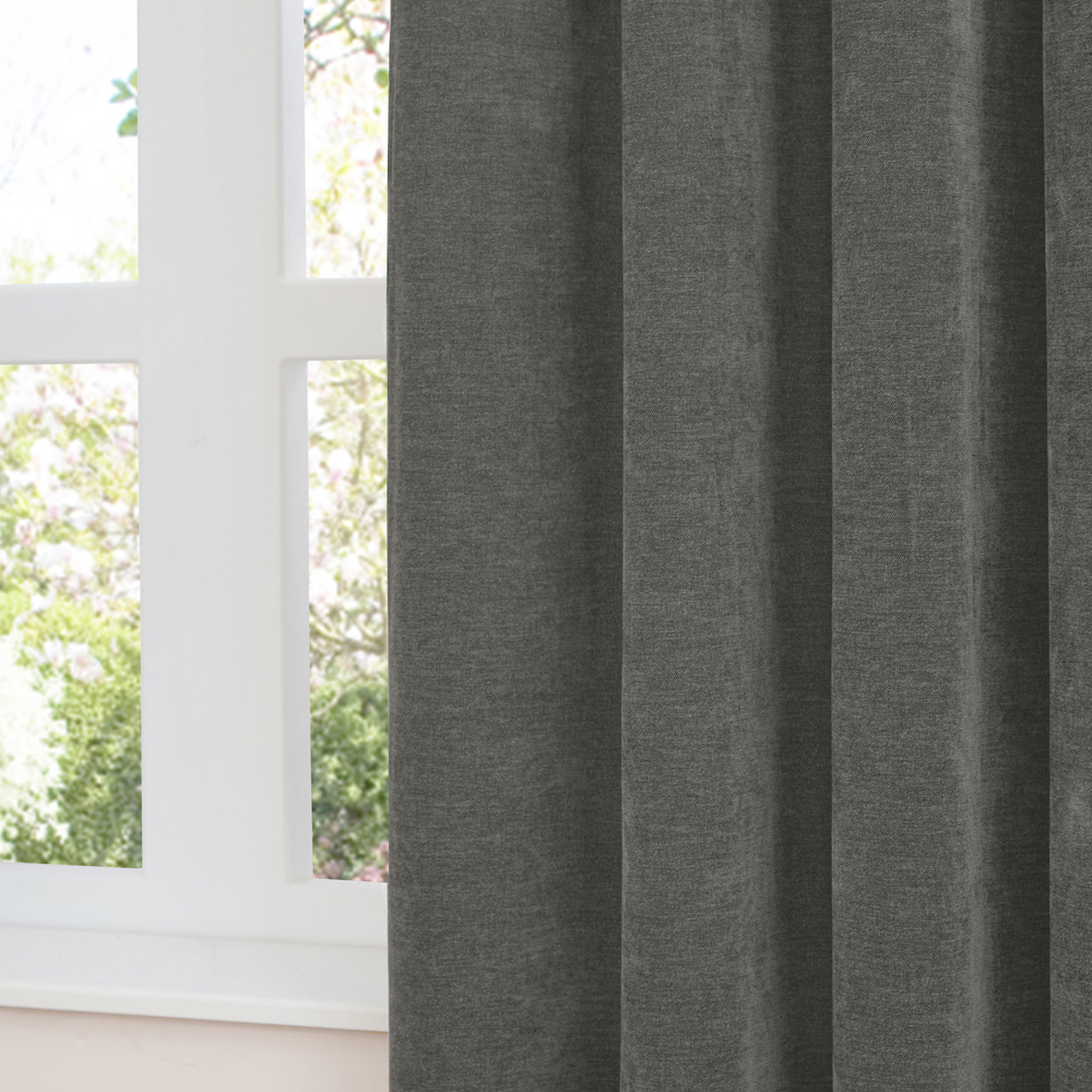 Furn Charcoal Soft Chenille Blackout Eyelet Curtains 168 x 229cm Image 3