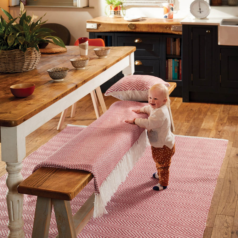Hug Rug Coral Pink Woven Herringbone Rug 120 x 170cm Image 2