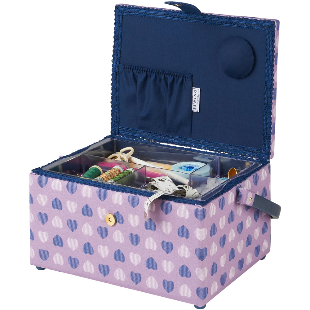 Sewing Online Purple Button Heart Medium Sewing Basket with Carry Handle Image 4