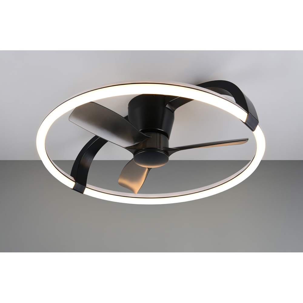 TRIO Stockholm Matt Black Round RGB LED Ceiling Light with Fan Image 3