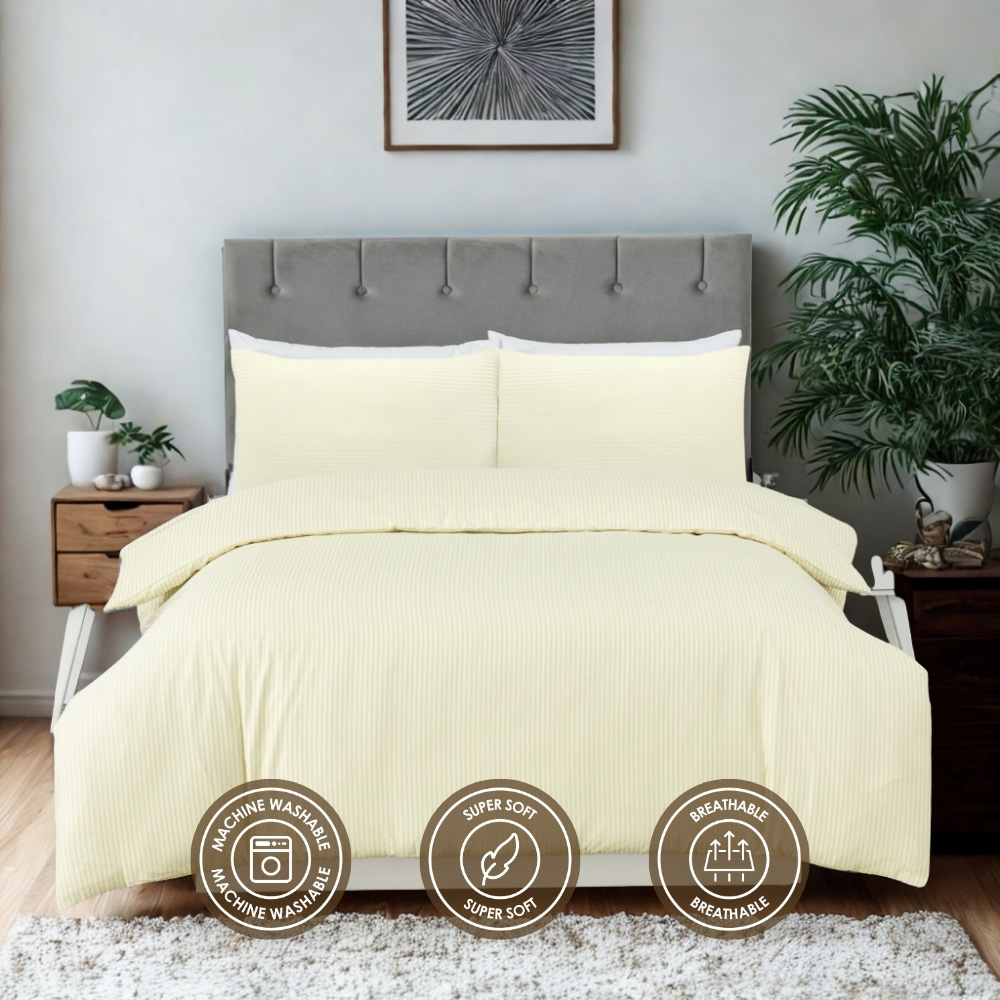 MHG Living Double Cream Striped Duvet Set Image 6