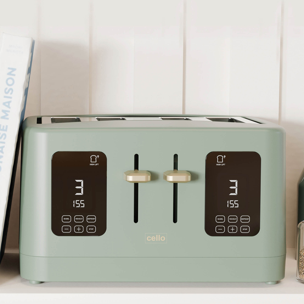 Cello CELLO-TR186-GR-BK Green 4 Slice Digital Toaster Image 2