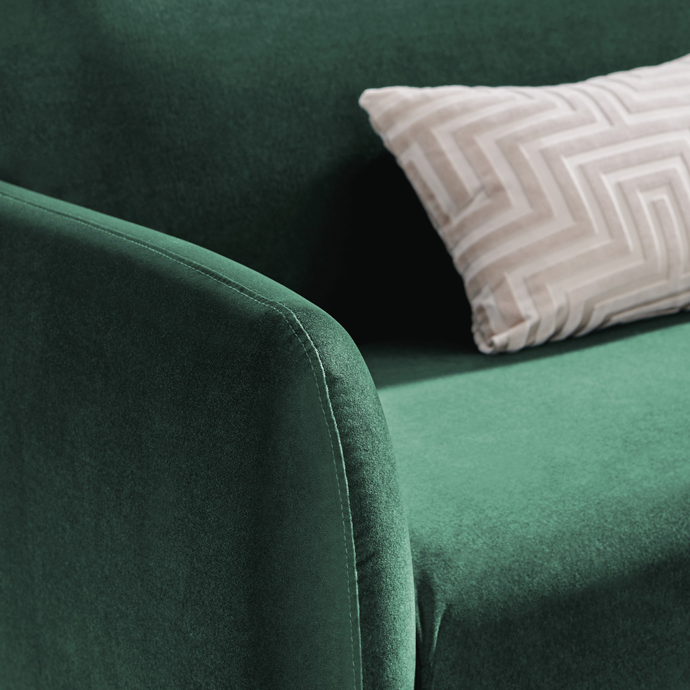 Furniturebox Terry 3 Seater Green Velvet Sofa Image 2