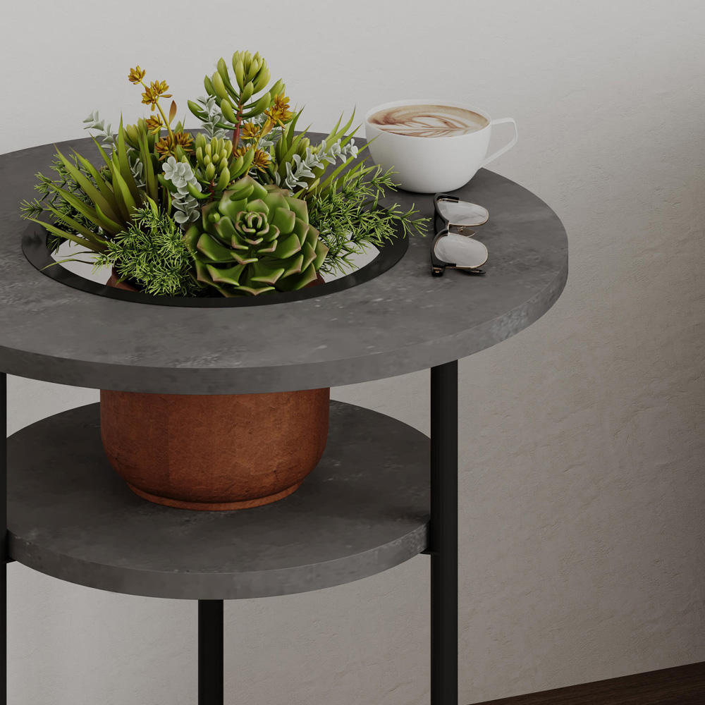 Decortie Grova 3-Tier Retro Grey Side Table Image 3