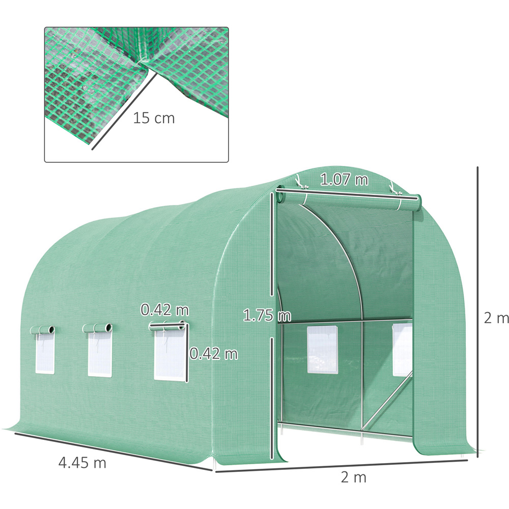 Outsunny Green Plastic 6.5 x 14.6ft Walk In Polytunnel Greenhouse Image 8