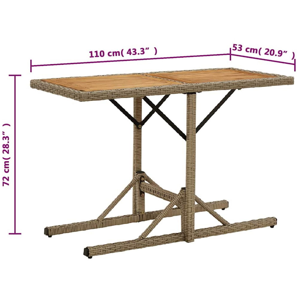 vidaXL 4 Seater Acacia Wood Rectangular Outdoor Dining Table Beige Image 6
