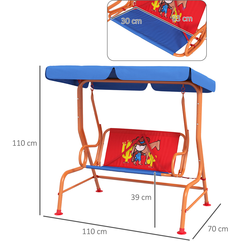 Outsunny Kids Cowboy Steel Swing Chair 39cm Image 7