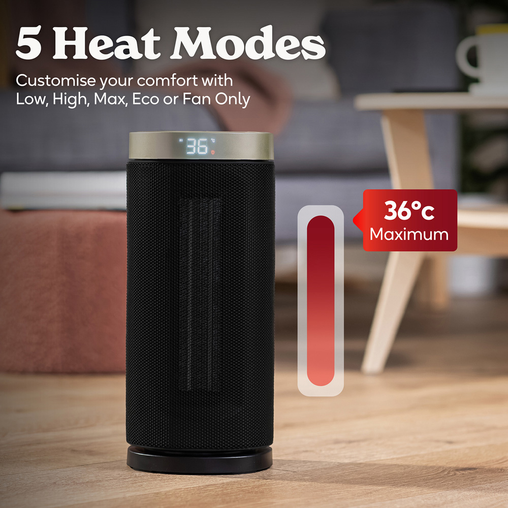 Russell Hobbs RHCTH2001G-SMT Black and Gold Round Smart Wi-Fi Enabled Ceramic Heater 2000W Image 6