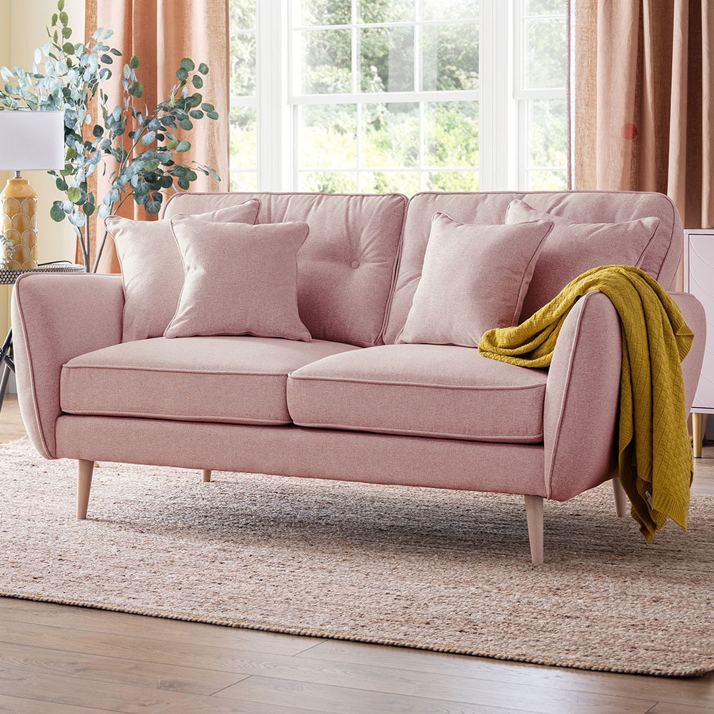 Opry Faro 2 Seater Button Back Soft Pink Sofa Image 1