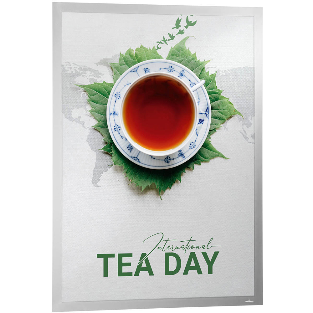 Durable DURAFRAME Silver UV Poster Adhesive Magnetic Signage Frame 50 x 70cm Image 4