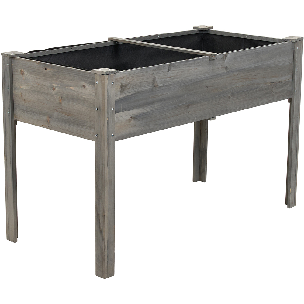 Living and Home Grey Elevated Fir Wood Garden Bed with Drainage Holes Image 1