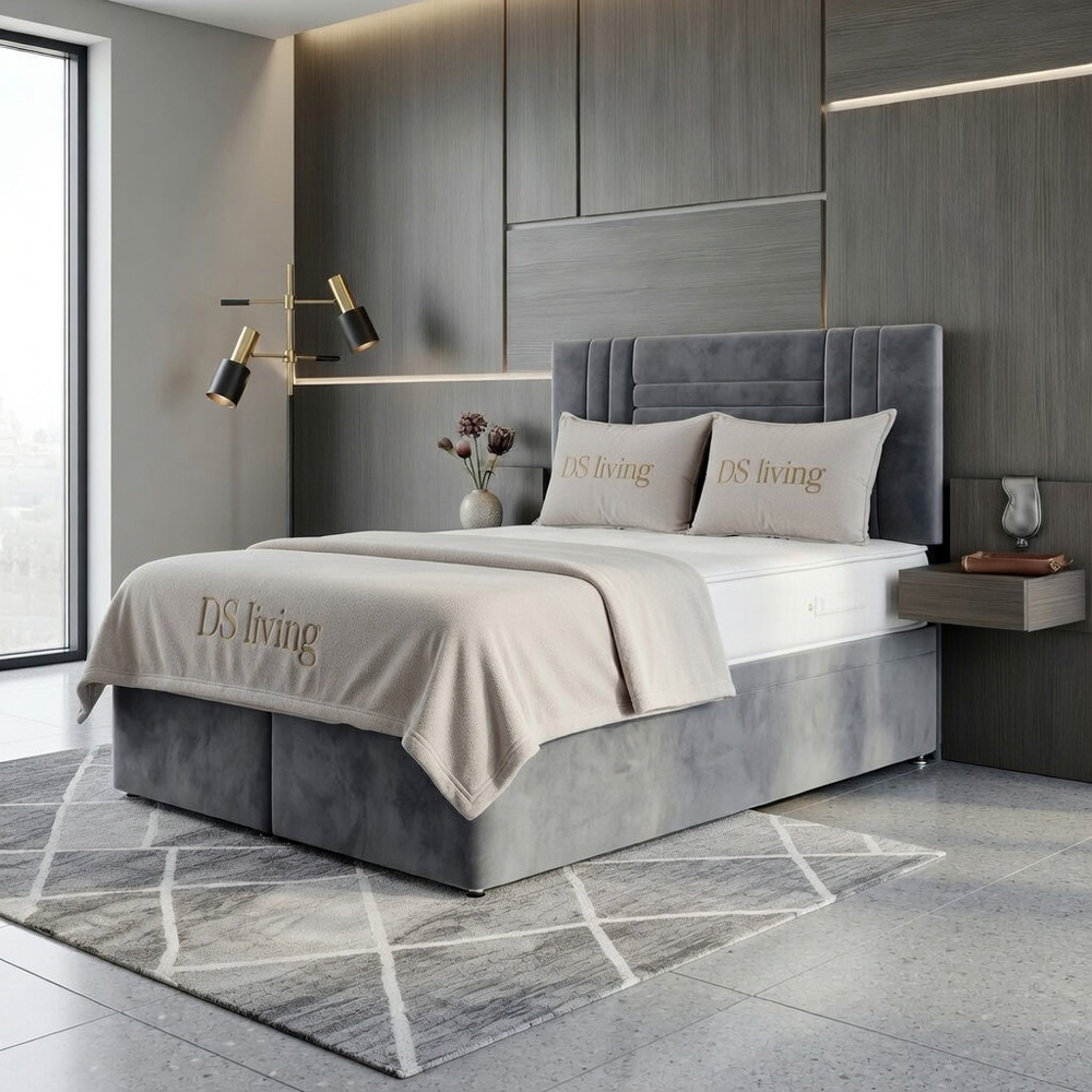 DS Living Orion Single Silver Plush Ottoman Bed Image 4