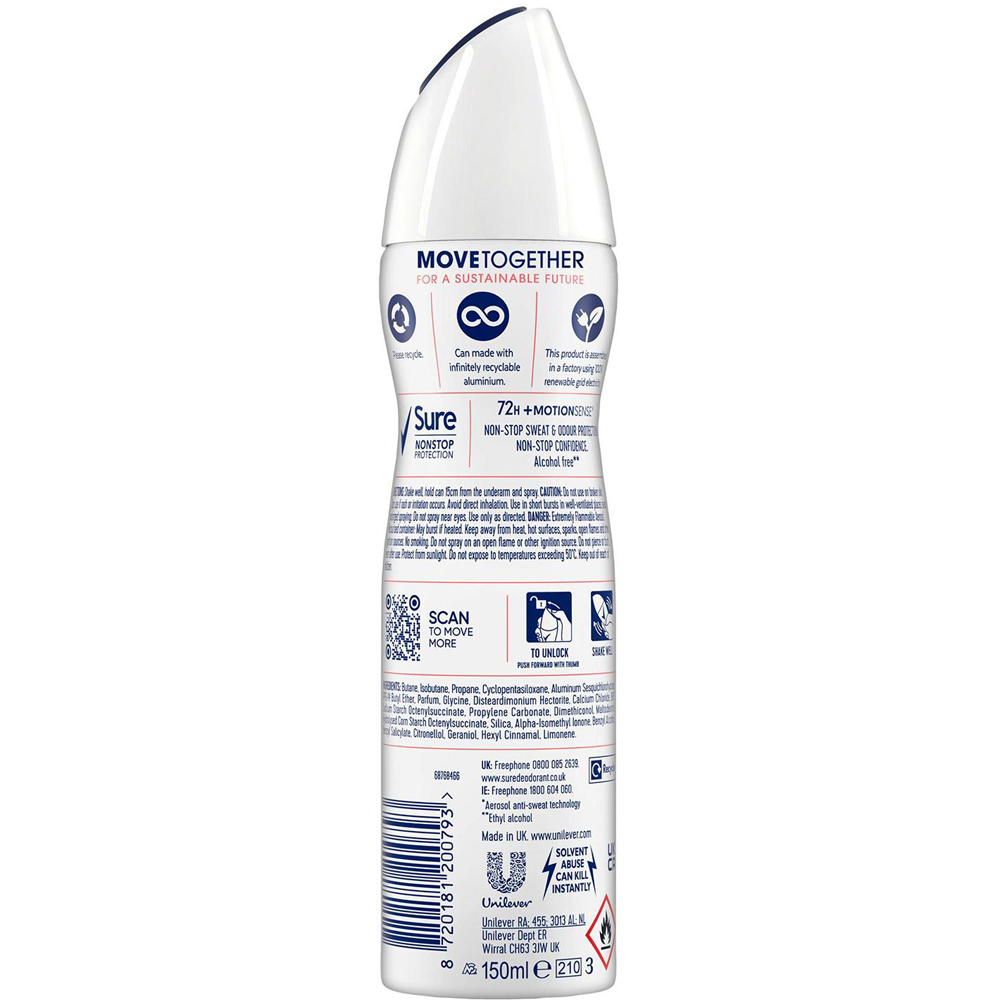Sure Women 72H Non-Stop Protection Anti-Perspirant Uplifting and Fresh Deodorant 150ml 12 Pack Image 3