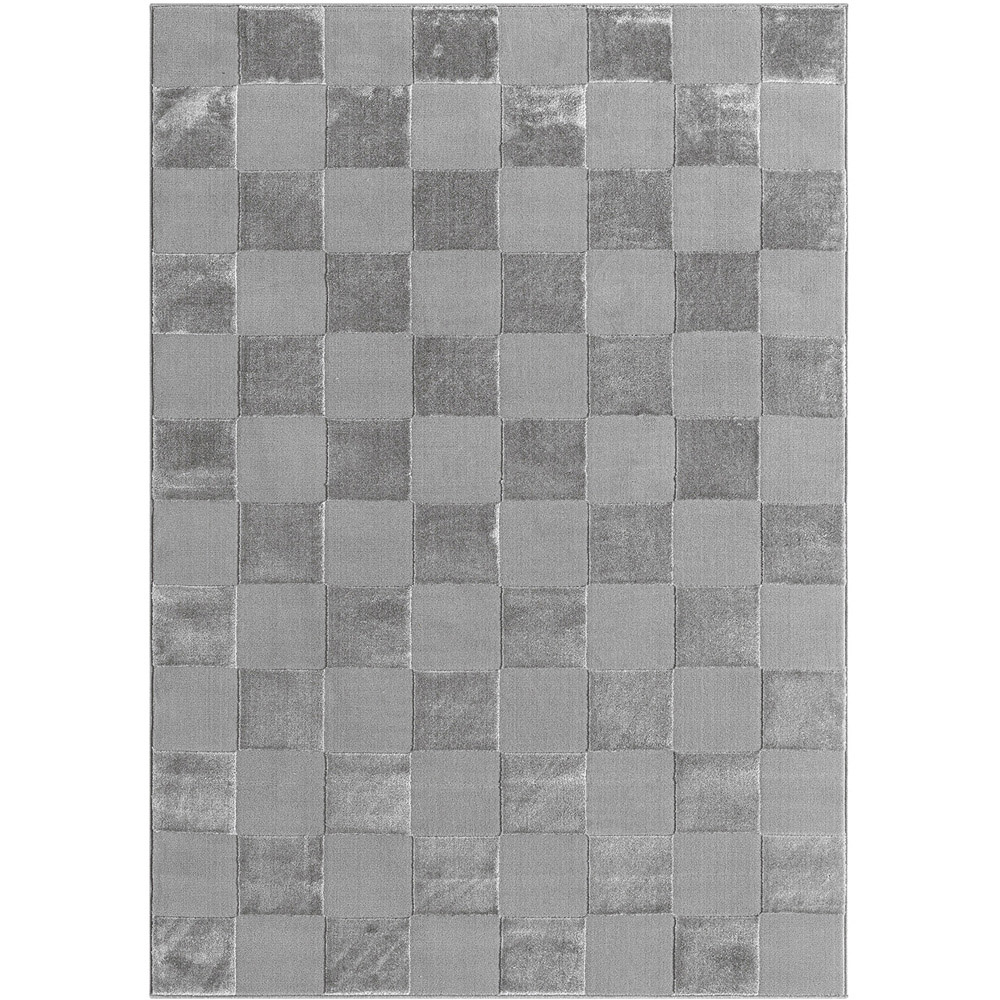 Desire Rugs Vellure Grey Metallic Sheen Grid Design Rug 200 x 290cm Image 1