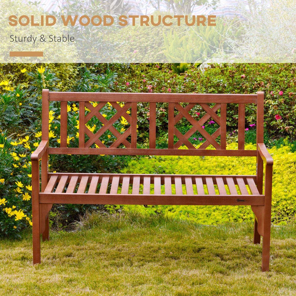 Outsunny 2 Seater Brown Wooden Foldable Garden Bench Image 6