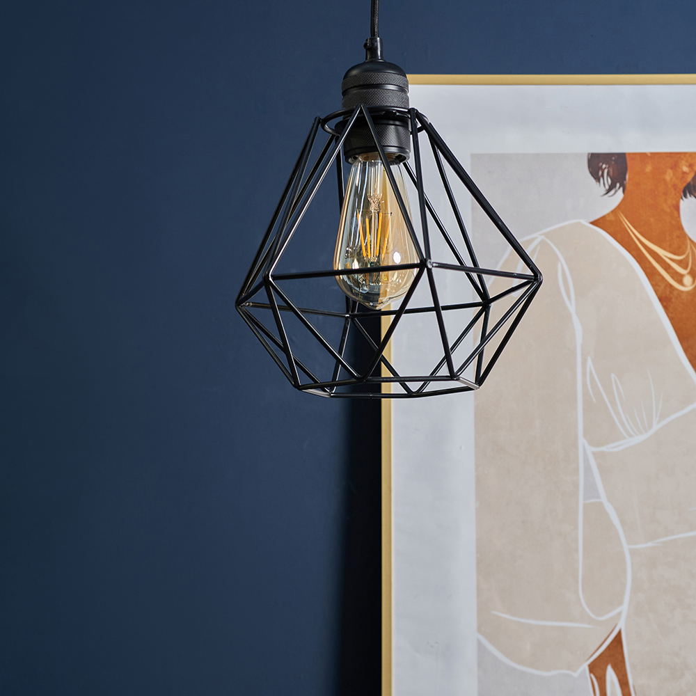 ValueLights Diablo Black Industrial Wire Frame Pendant Shade Image 7
