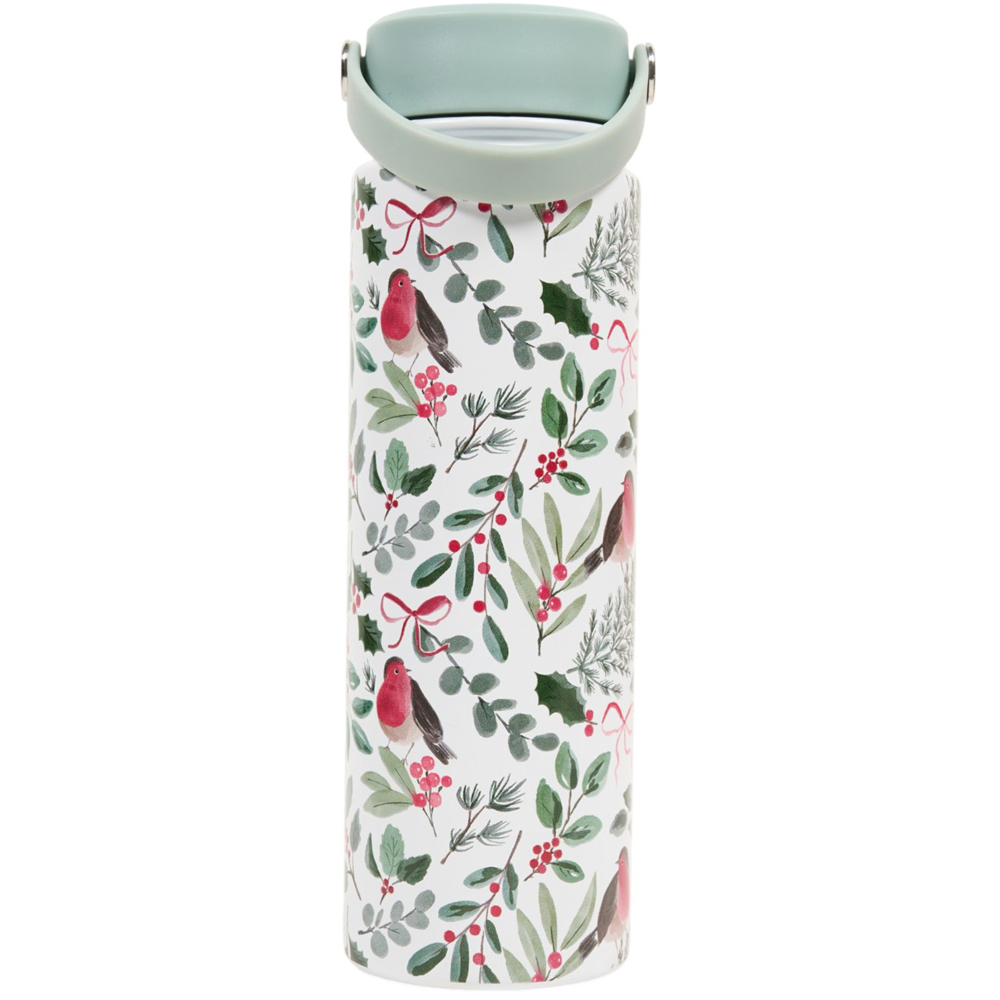Festive Robin Stainless Steel Bottle with Lid Image 5