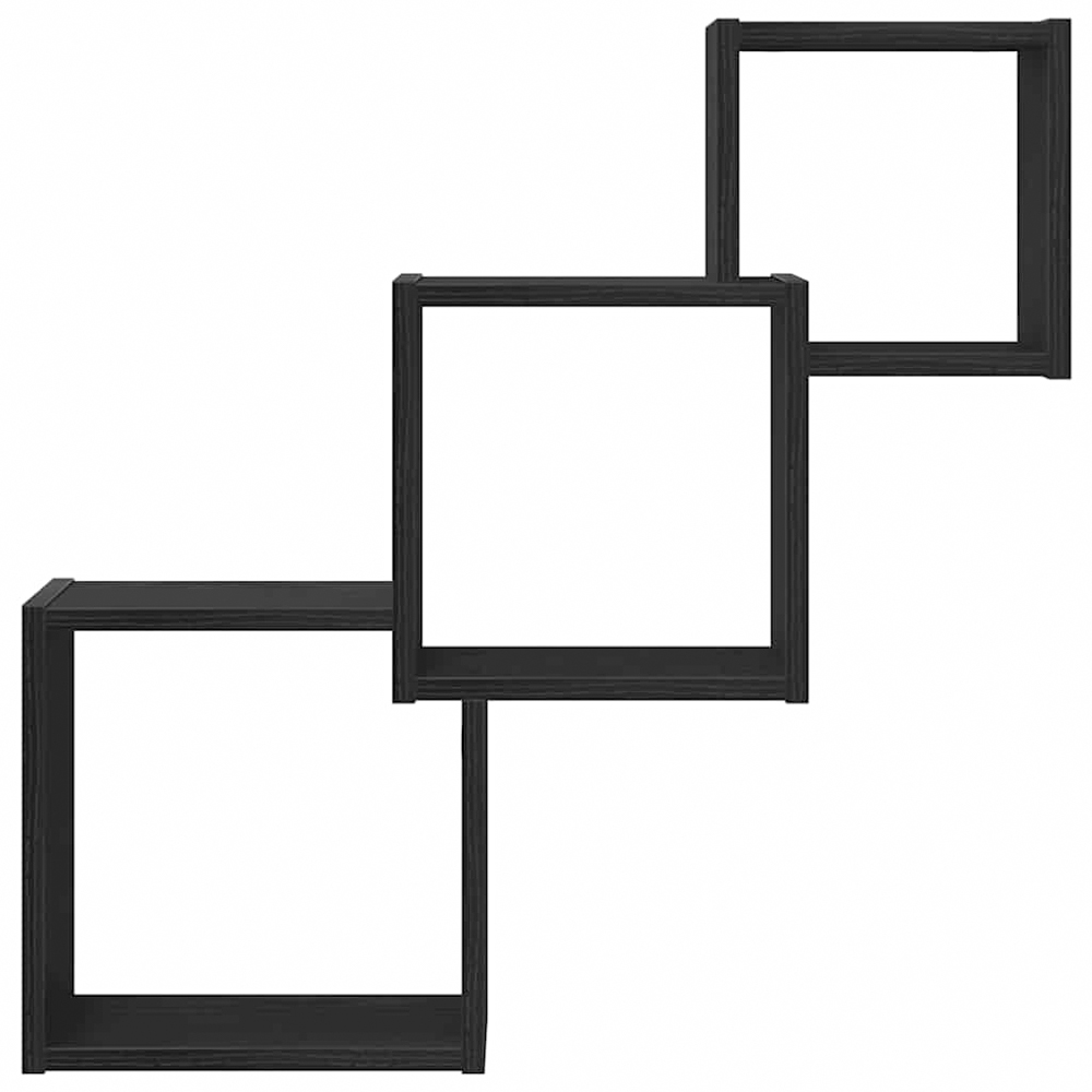 vidaXL 3 Open Shelf Black Oak Cube Wall Shelf Image 4