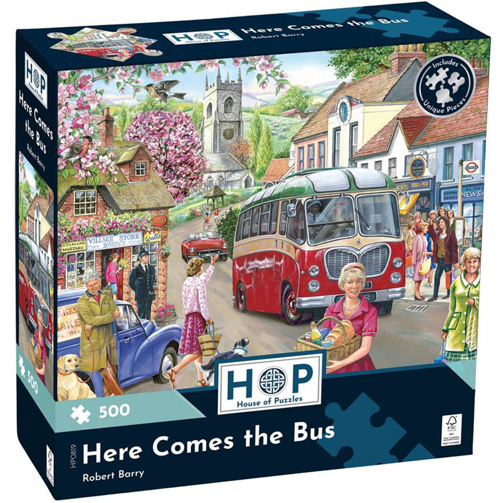 The House of Puzzles Here Comes the Bus 500 Piece Jigsaw Puzzle Image 2